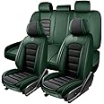 5 Seat Covers for Toyota FJ Cruiser 2007-2014,Premium Nappa Leather Car Seat Covers Car Seat Cushions,Waterproof Soft Seat Covers for Cars,Interior Accessories Airbag Compatible（Standard-Black&Green）