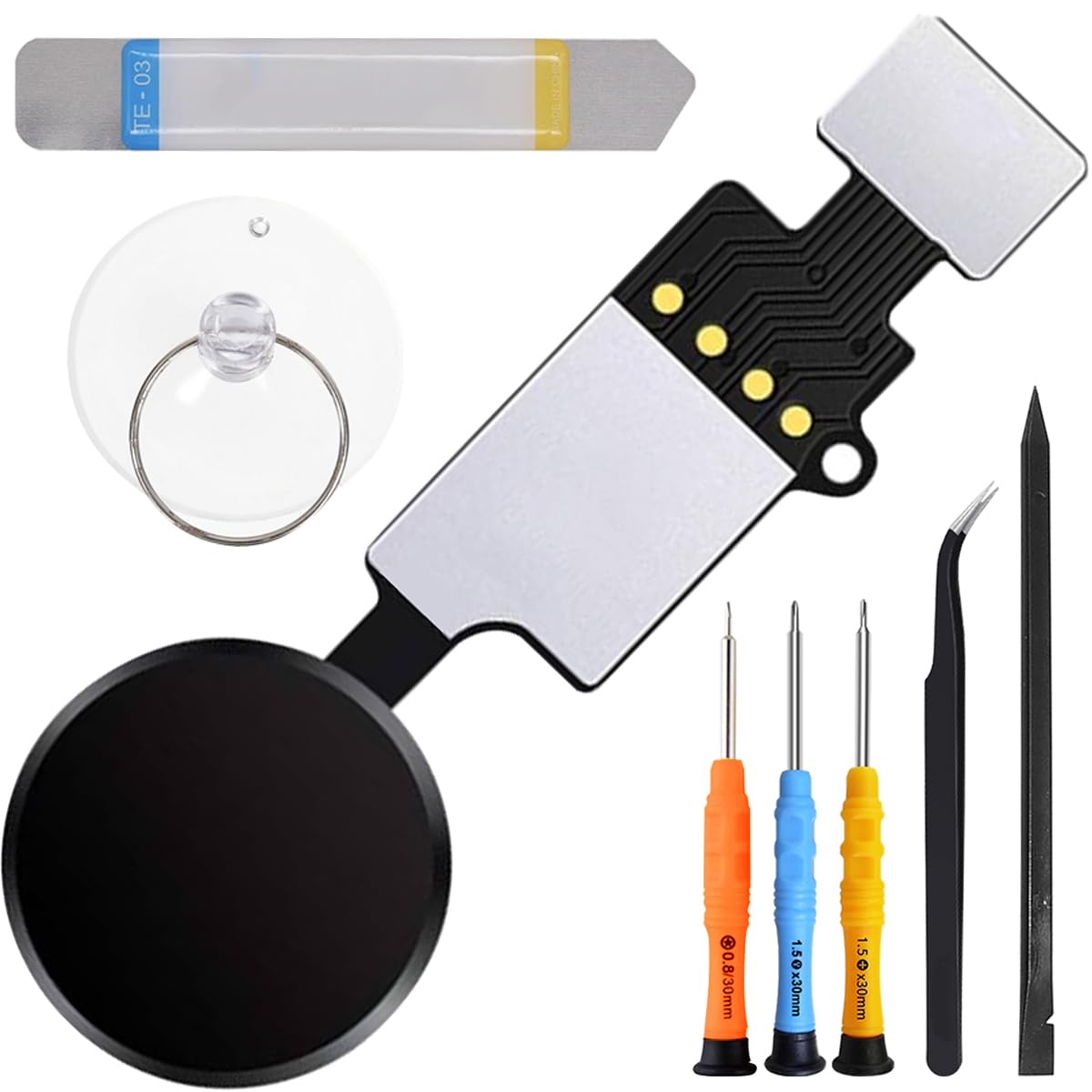 ZHUROUPU Home Button Replacement for iPhone 7/7Plus/8/8Plus, Latest Fingerprint Touch ID Flex Cable Connector Accessory for A1660 A1661 A1863 A1864 A1778 A1905 A1784 A1897 with Repair Tools (Black)