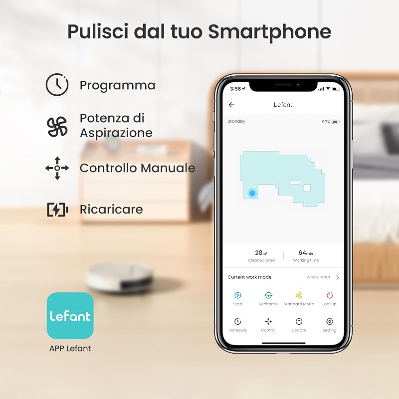 M210P Robot Aspirapolvere Ultra Sottile 7,8cm Anti-Groviglio