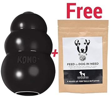 Heads Up For Tails Kong Extreme Kong Dog Small Rubber Toy with Huft Dog Feed (Black)