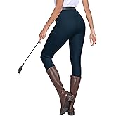MoFiz Women's Horse Riding Pants Full Seat Silicon Knee-Patch Equestrian Breeches Horseback Schooling Tights Zipper Pockets