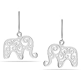 Charmsy 925 Sterling Silver Elephant Jewelry Set | Good Luck Pendant, Drop Earrings, Bracelet & Necklace | Birthday & Christmas Gift for Women