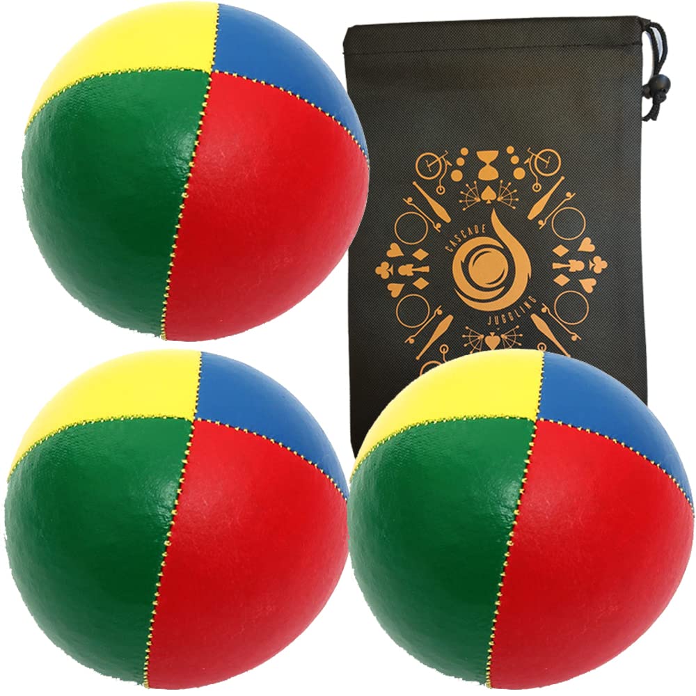 3 x Pro Cascade XL 180g Juggling Balls - Large Sized Quality Thud Beanbags & Bag - Set of 3 Juggling Thuds (Multicoloured)