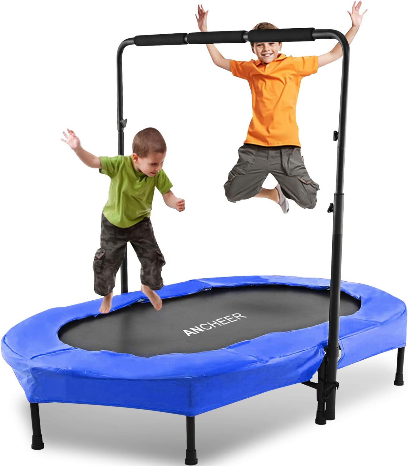 ANCHEER Foldable Trampoline, Mini Rebounder Trampoline with Adjustable Handle, Exercise Trampoline for Indoor/Garden/Workout Cardio, Parent-Child Twins Trampoline Max Load 220lbs