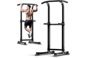 ZENOVA Pull Up Bar Dip Bar Squat Rack Workout Dip Station Height Adjustable Free Standing Chin Up Bar