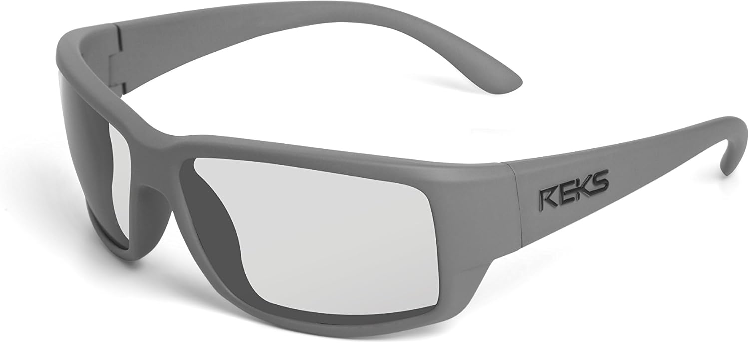 REKS Unbreakable WRAP AROUND Sunglasses, Grey Frame