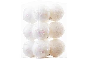 ChrisWish 12CT Christmas Ball Ornaments, White Christmas Ball Decorations Shatterproof Plastic Hanging Pearl Balls for Holiday Party(70mm/2.76")