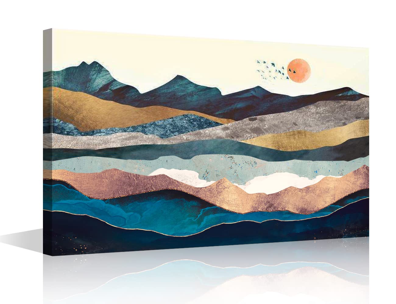 TISHIRON Wall Art Canvas Print Abstract Mountain Sunset Landscape Painting for Living Room Bedroom Office Wall Décor Wall Art Rustic Framed and Stretched for Home Wall House 12x18inch(30x45cm)