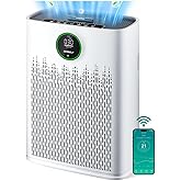 ECOSELF Smart Air Purifier for Home Large Rooms, with WiFi Control, Covers Up to 2400 Ft², Smart Mode, AQI Display, 22dB Sleep Mode & Aromatherapy with 2X-Power Filtration, HAP603WF, Bright White