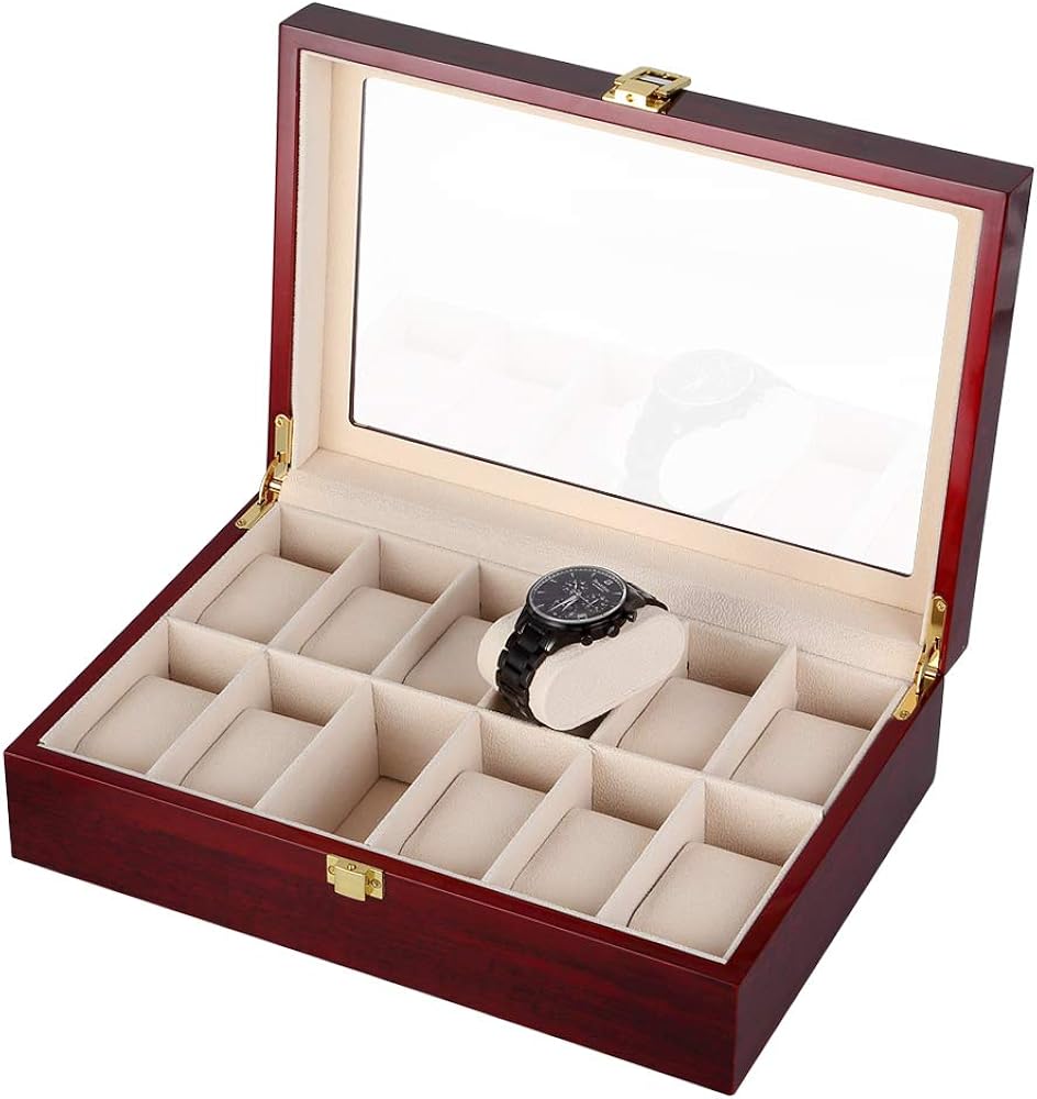 Caja para Relojes de Madera Estuche para Relojes y joyeros con 12 ...