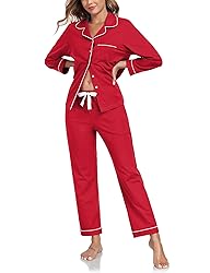 COLORFULLEAF Women's 100% Cotton Long Sleeve Pajama