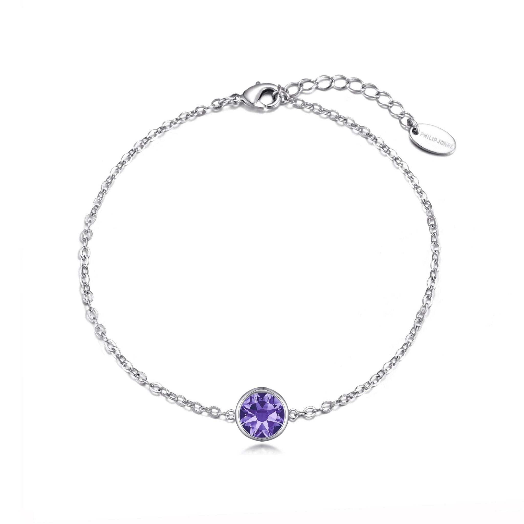 Philip Jones Light Purple Crystal Anklet Created with Zircondia® Crystals