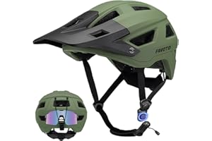 Favoto Adult Mountain Bike Helmet for Men & Women, Magnetic Buckle MTB Helmet with Removable Visor, Lightweight for Commuting & Off-Road Cycling