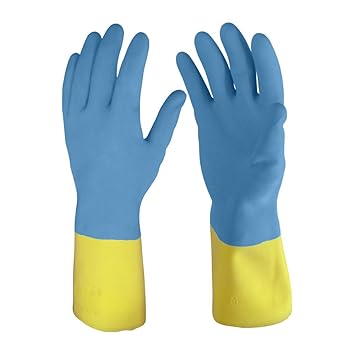 Primeway Premium Flocklined Hand Gloves, Medium (Yellow and Blue)