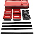 GOLIBER Sushi Serving Set, Melamine Sushi Serving Set for 4 with 4 Japanese Sushi Serving Plate, 4 Soy Sauce Dish, 4 pairs of chopsticks and 4 chopsticks stands- Melamine Serving Set for Sushi (Red)