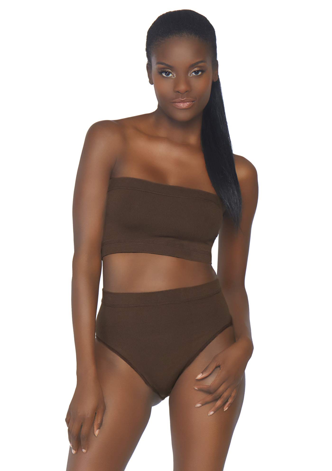Leg Avenue Seamless Bandeau top Brief, Deep Brown, S/M
