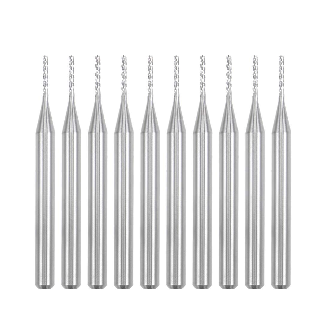 uxcell 10Pcs 0.9mm Carbide End Mill Engraving Milling Cutter CNC Router Bits for PCB Machine, 1/8 inches Shank