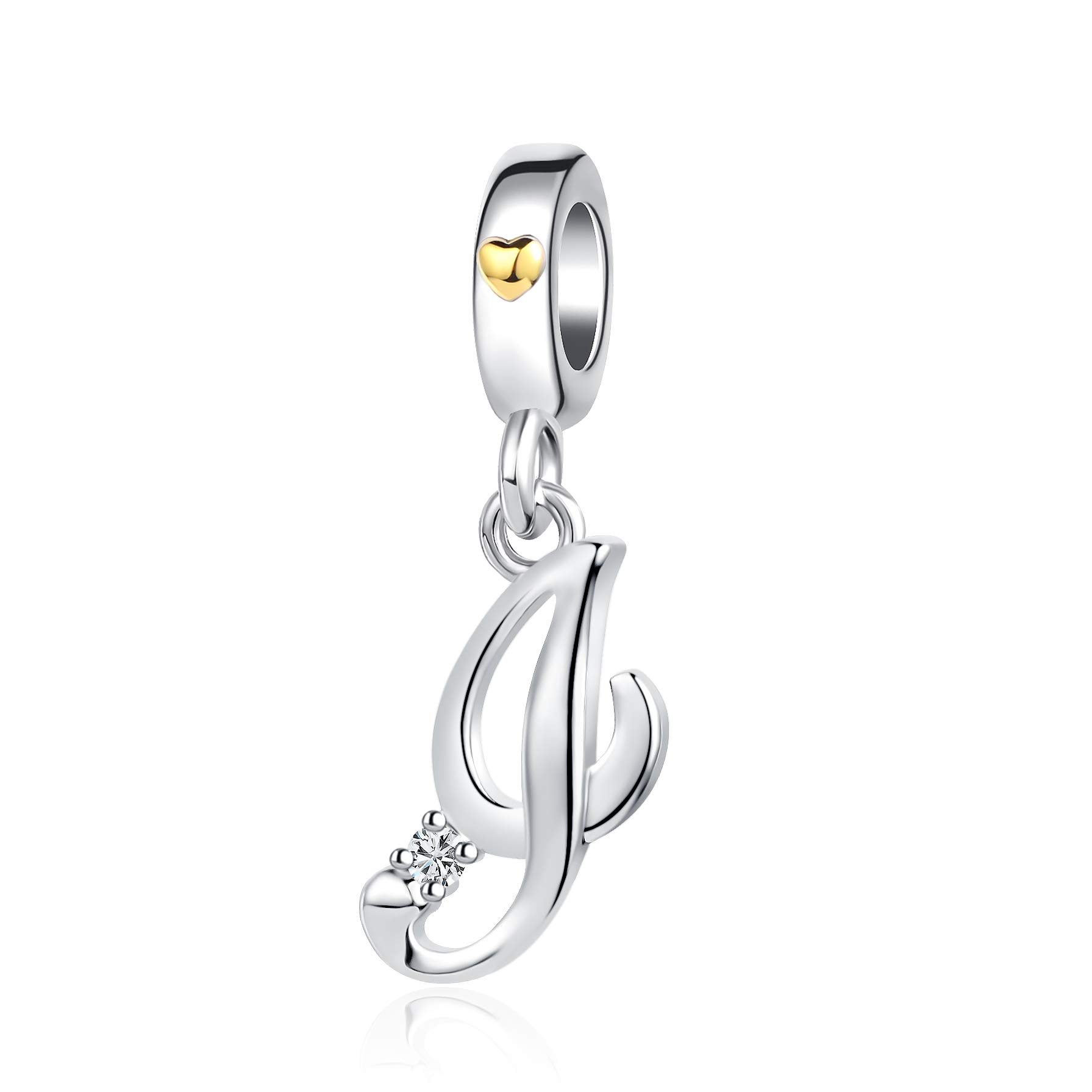 I Initial Letter Name Charms fit Pandora Charms Bracelets Gold Heart Birthday Jewellery Gift for Women Daughter Family