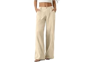 Straight Leg Pants for Women Summer Casual Palazzo Pant Loose High Waist Lounge Bottoms Beach Vacation Trousers with Pockets