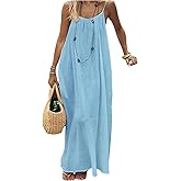 MakeMeChic Women's Summer Flowy Maxi Dresses Vacation Spaghetti Strap Sleeveless Backless Dress