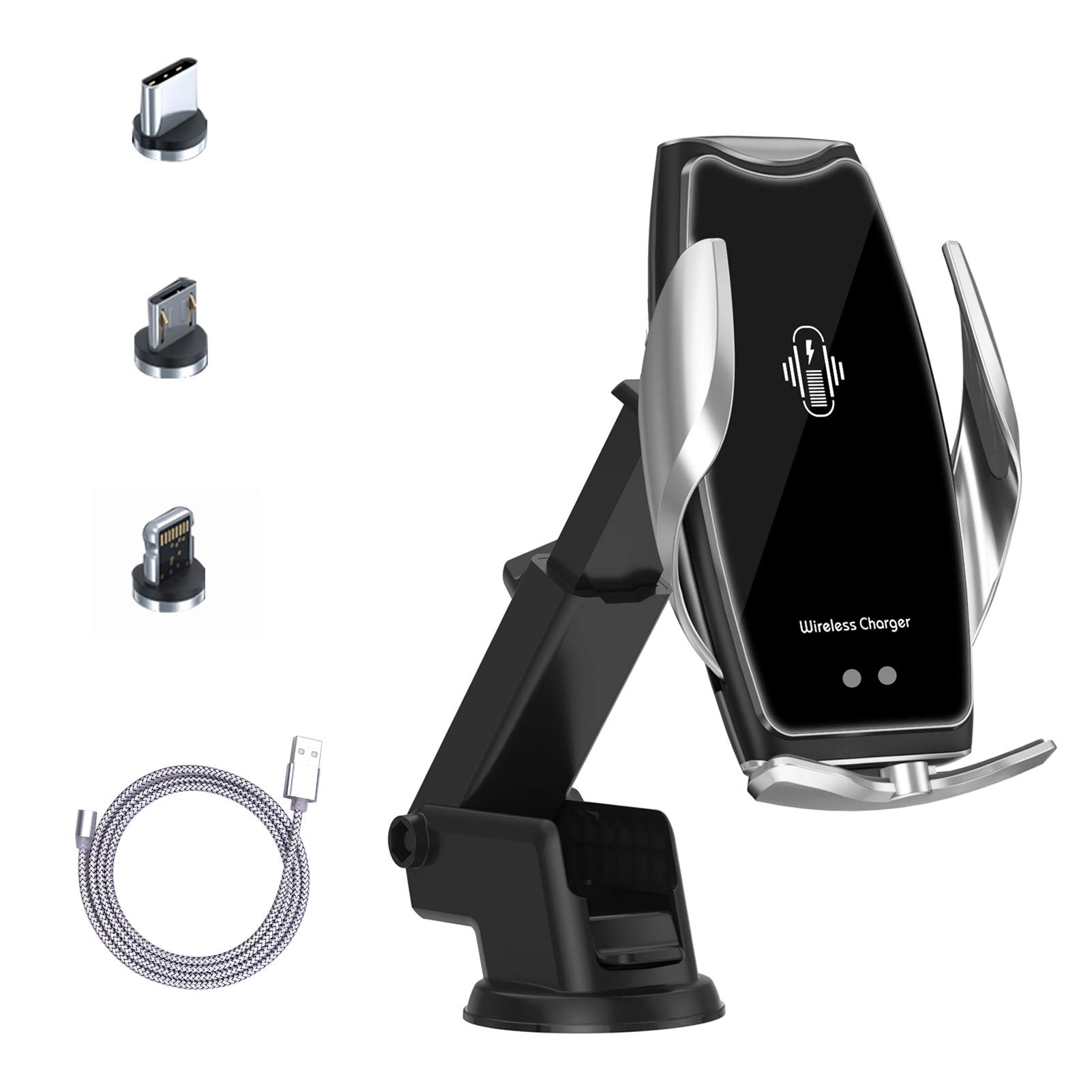 Wireless Car Charger 10W Qi Fast Smart Sensor Auto-Clamping Car Phone Wireless Charger Mount Air Vent Phone Holder for iPhone 11/Xs Series, Galaxy Note10/S Series, All 4-6.5 Inch Cellphone (Sliver)