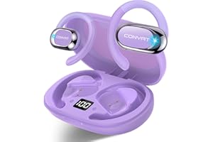 CONYAT Open Ear Headphones, Wireless Bluetooth 5.4 Earbuds with Big Earhooks, Ultra-Comfort Open Ear Earbuds, 58 Hours HD Stereo Sound Over Ear Earphones, IP7 Waterproof Headset for Workouts, Deep Purple