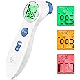 Touchless Forehead Thermometer for Adults and Kids, Digital Infrared Thermometer for Home with Fever Indicator, Instant Accur