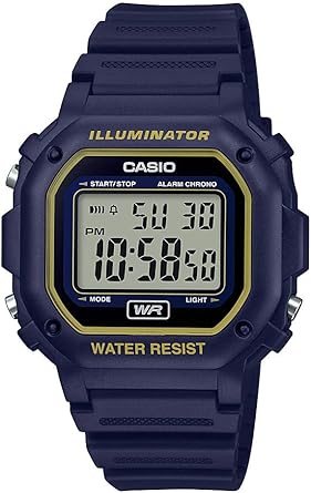 casio men's illuminator lcd orange resin strap watch