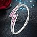 Menton Ezil Love Encounter Crystals Bangle Bracelets White Gold Plated With Swarovsk Pink Crystal Adjustable Hinged Jewelry For Woman Lady Girl
