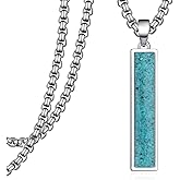 Zoxuxiwu Turquoise Necklaces for Men 925 Sterling Silver Turquoise Necklace Western Jewelry Gifts for Men Women