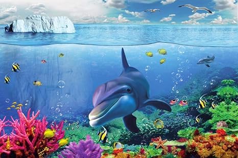 Amazon Co Jp カスタム写真の壁紙3d 幸せなイルカ の壁の装飾リビングルームの寝室の壁紙の壁の壁画の壁紙テレビのソファの背景家の装飾壁画 0x140cm 78x55inch ホーム キッチン