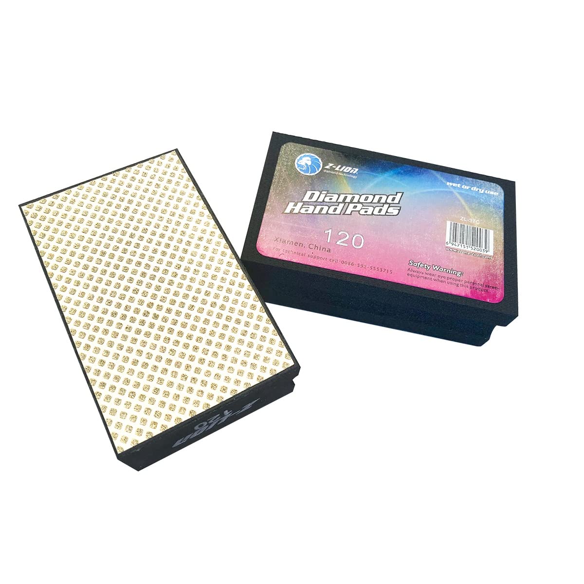 Boxonly Electroplated Diamond Sanding Blocks 120 Grits Bright Polishing Grinding Hand Pads Block for Granite Marble Glass Stone