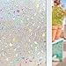 3D Frosted Decorative Window Film No Glue, Window Decal Glass Film/Privacy Protection/Heat Control/Anti UV, Stained Glass Static Cling for Kitchen/Bedroom/Livingroom, 35.5x78.7 inch Polygon