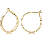 Gacimy 5mm Wide Gold Hoop Earrings for Women, 14K Gold Plated Hoops with 925 Sterling Silver Post, Hypoallergenic Earrings for Women