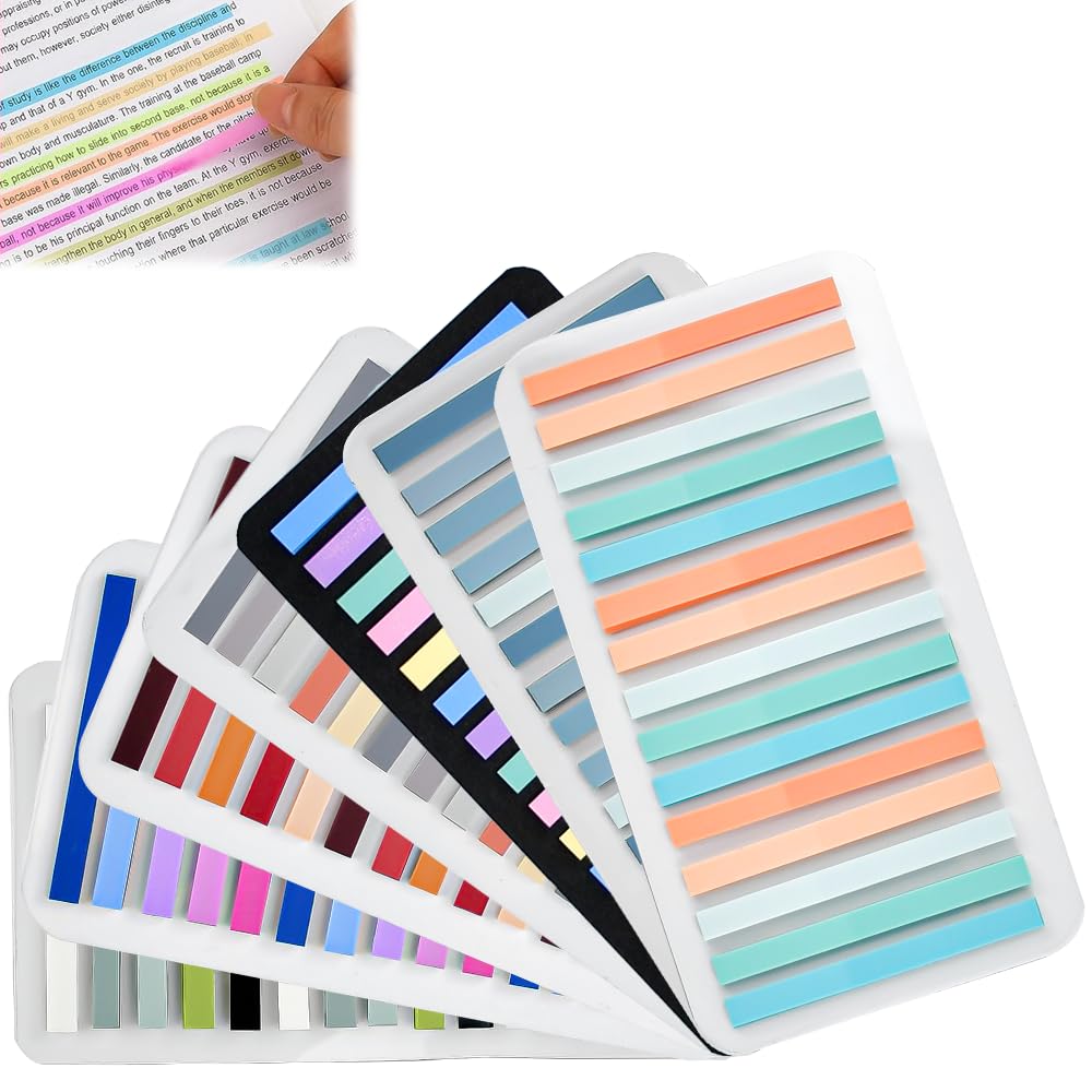 EMAGEREN 2100 Sheets Highlighter Tape Colorful Highlighter Strips Transparent Long Page Markers Book Tabs Sticky Index Tabs Translucent Page Markers Sticky for Annotating Books Office School Supplies