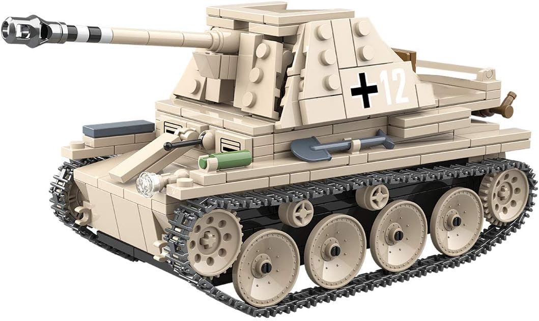 DOSGO Tank Model Kit, 608 PCS Army Tank Toy Puzzle to Build For Boys, Girls, Kids And Adult, Small Building Block Compatible Lego - Weasel III Anti-tank