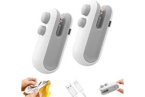 Eagerlyous Mini Bag Sealer with Cutter and Magnet, 2 in 1 Rechargeable Snack Bag Cutter, Portable Household Hand Pressure Sea