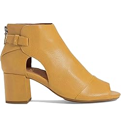 MOOMMO Women Peep Toe Sandals Booties Heeled Yellow