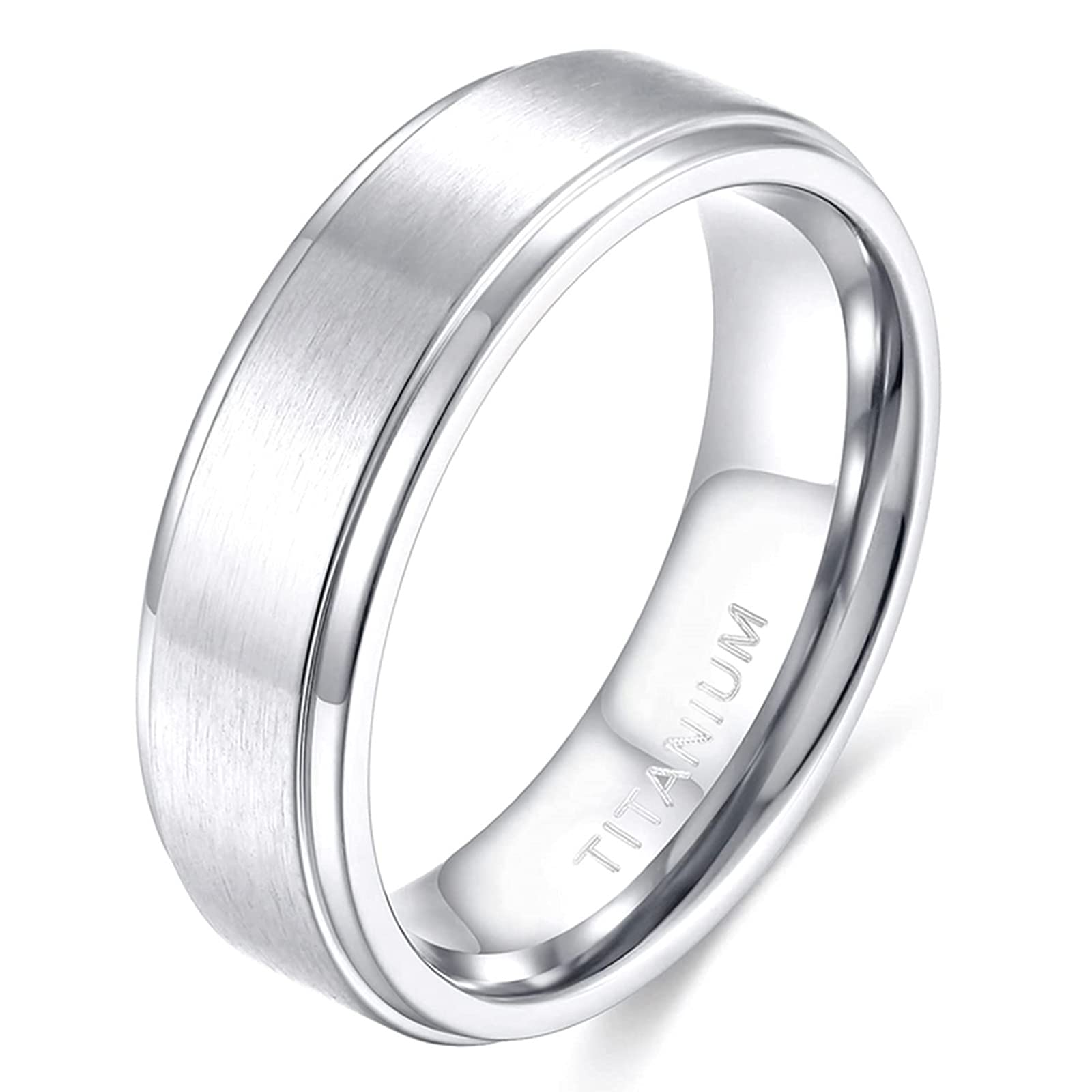Zakk 4mm 6mm 8mm Silver Titanium Rings Engagement Wedding Band Matte Comfort Fit for Men Women (6mm,Size H)
