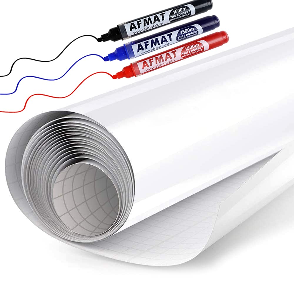 Photo 1 of White Board Wallpaper, White Board Roll, Stick on White Boards for Wall, 1.44x11ft Peel and Stick Dry Erase Roll, Stain-Proof, Super Sticky Whiteboard Sticker Wall Decal for Wall/Table/Door,3 Markers