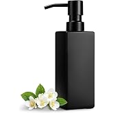 GMISUN Black Soap Dispenser Bathroom, Glass Hand Soap Dispenser with Stainless Steel Pump, 12 fl oz/350ml Refillable Dish Dispensers for Kitchen, Modern Liquid Lotion Bottles for Bathroom Countertop