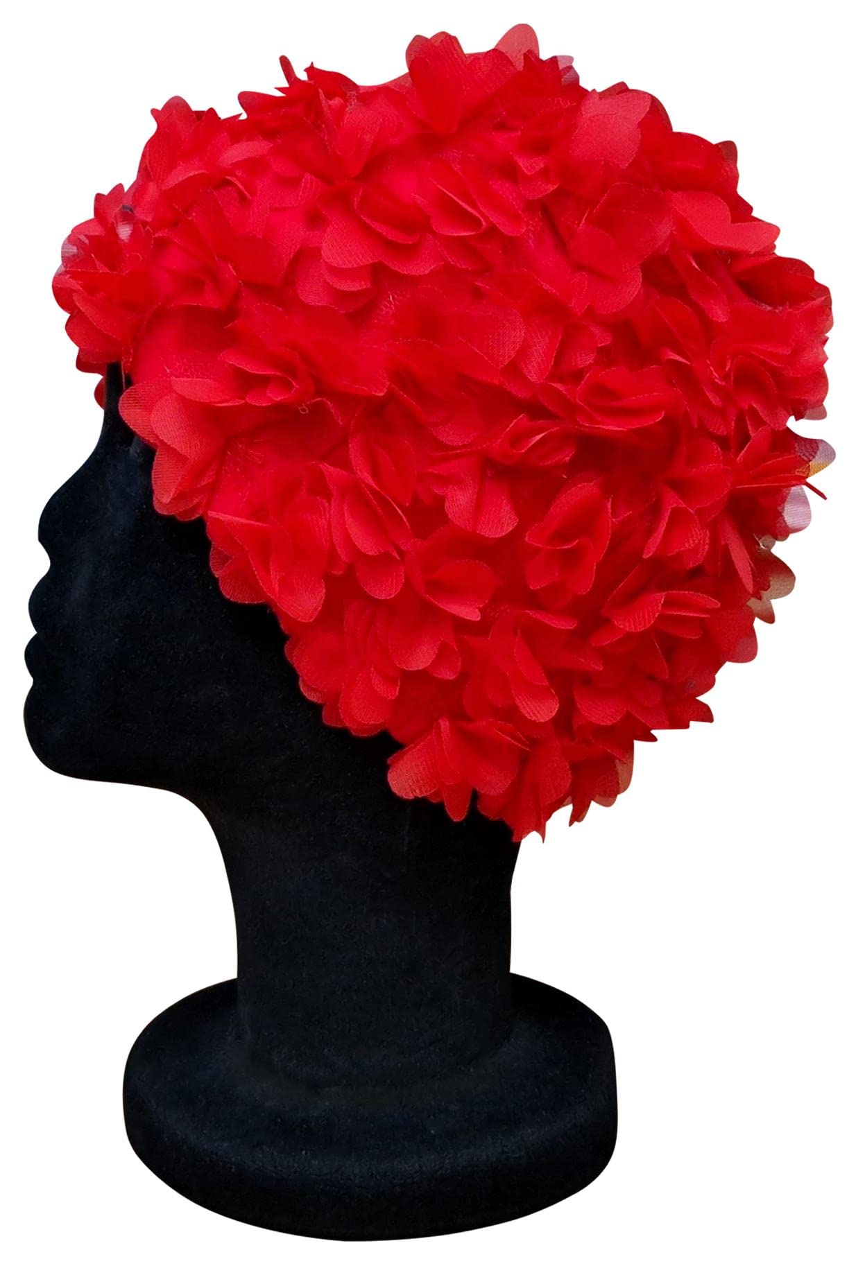 Blue Reef Virgo Floral Ladies Classic Retro 3D Flower Petal Plain One Colour Pretty Stylish Vintage Swimming Hat Swim Cap One Size Adults (Red)