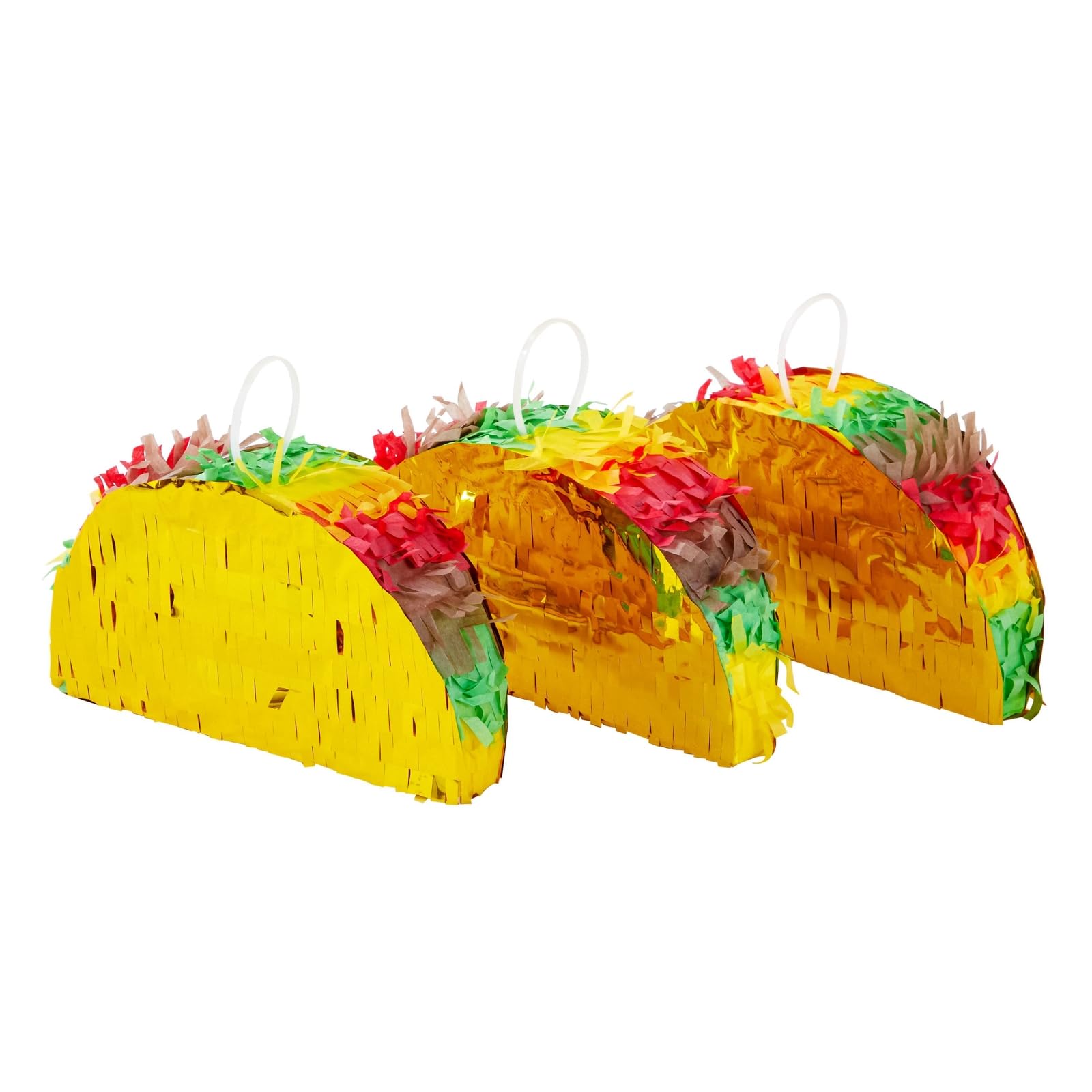 BLUE PANDA 3 Pack Mini Mexico Taco Pinatas for Cinco de Mayo Party, Fiestas Mexican Celebrate Party Decoration, and Taco Decorations 6 x 2 x 3.5 inches Mini Pinatas