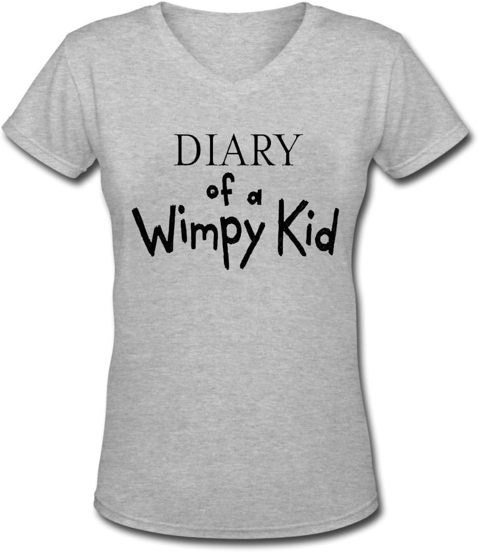 DIARY OF A WIMPY KID Design Women's Short Sleeve Cotton V-Neck T-Shirt Grey