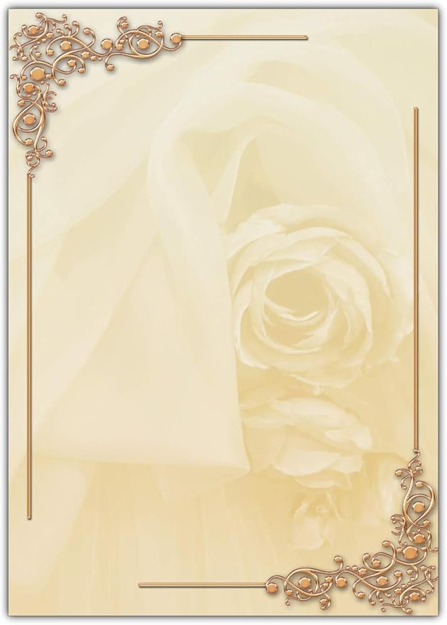 Briefpapier Mit Rosen-Muster – Antik Design, Beidseitig Bedruckt
