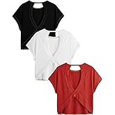 RoseSeek Women's 3 Packs Open Back Tops T Shirt Criss Cross Cut Out Tee Short Sleeve Crewneck Summer Backless Tops