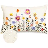 RABUSOFA Spring Summer Outdoor Pillow Covers 12x20 Inch,Flowers Daisy Lumbar Decorative Outdoor Pillows Waterproof Decorations for Couch Patio Furniture