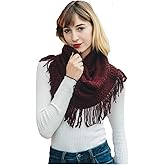 Womens Cozy Winter Knit Pointelle Fringe Tassel Infinity Scarf Loop Warm Fashion Cowl Wrap