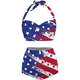 ELEDIZI Womens High Waisted Halter Bikini Set Tummy Control Ruched Swimsuit Sexy 2 Piece Bathing Suits Size S-2XL
