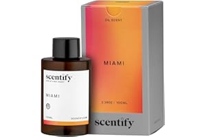 Scentify Miami Aroma Oil Refill Scent for Oil Diffusers - Creamy, Cashmere, Sandalwood, Musk Scents - Luxurious Relaxing Arom